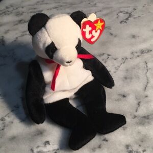 Ty Collectible bear, fortune black & white bear.